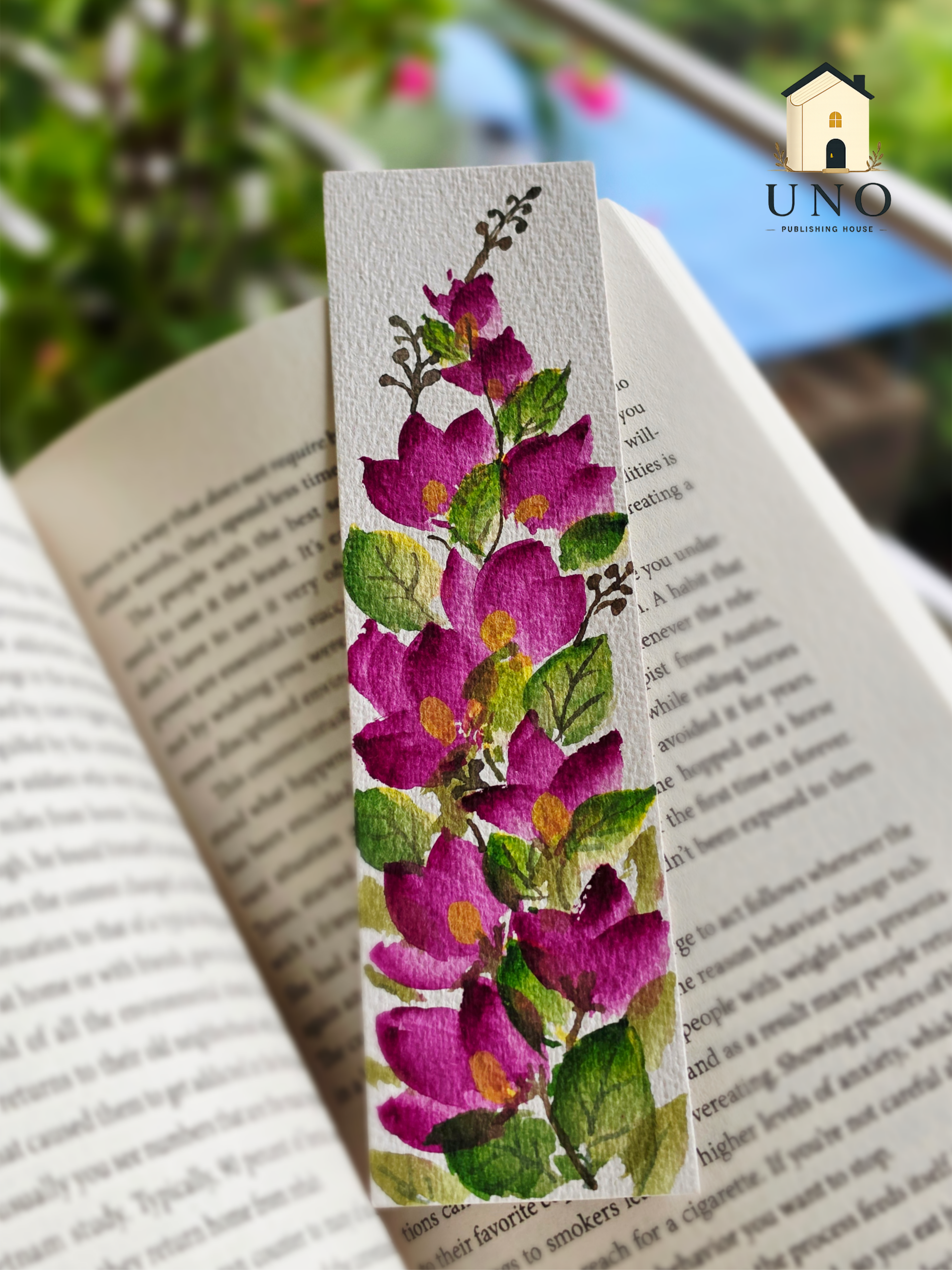 Handpainted Bookmark - Bougainvillea